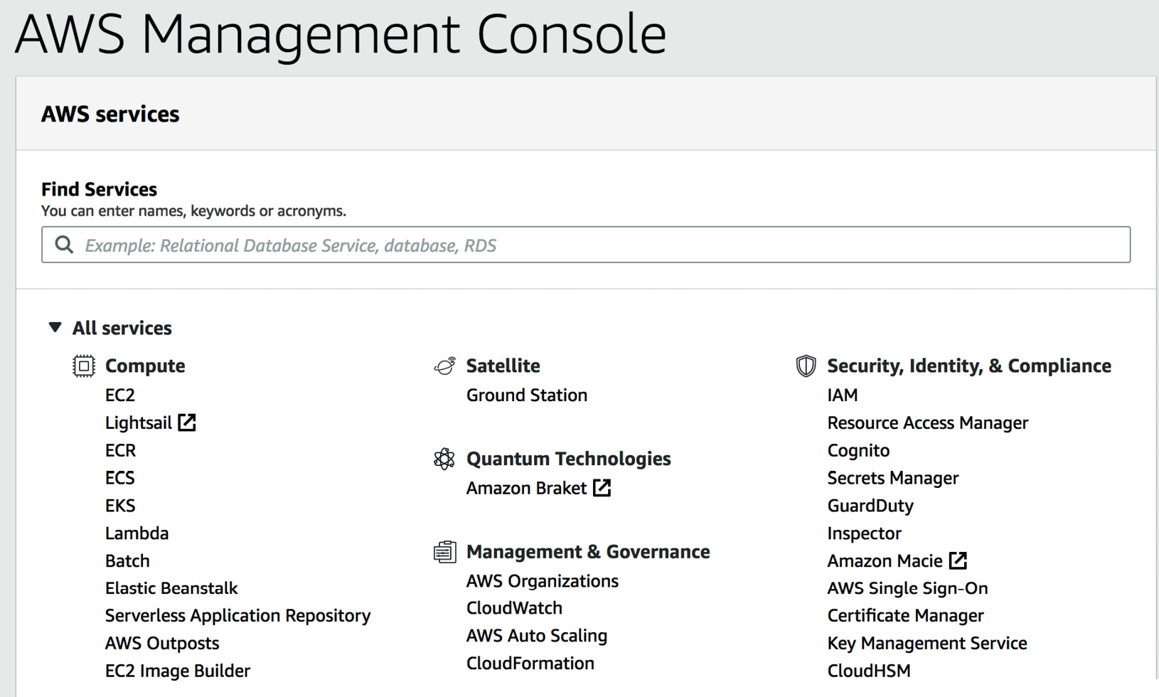 Figure 1.4 – AWS Management Console
