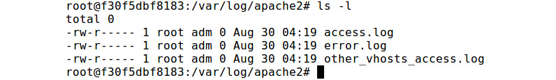 Figure 2.10: Listing files of the /var/log/apache2 directory
