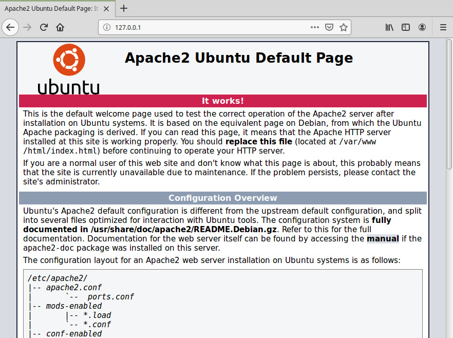 Figure 2.16: Apache home page 
