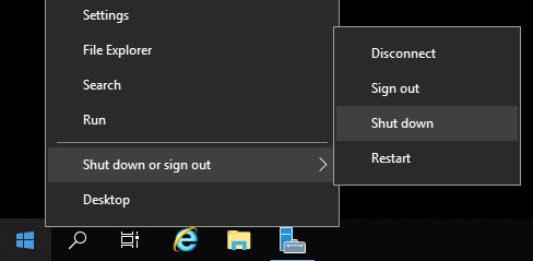 Figure 1.3 – The shutdown or sign out prompt in the Start menu
