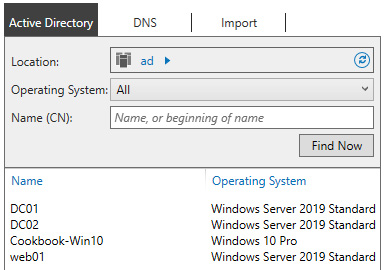 Figure 1.23 – Searching for a server through Active Directory

