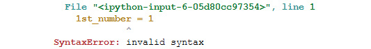 Figure 1.4: Output throwing a syntax error
