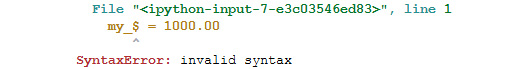 Figure 1.5: Output throwing a syntax error
