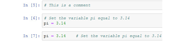 Figure 1.6: Output from the Jupyter Notebook using comments 

