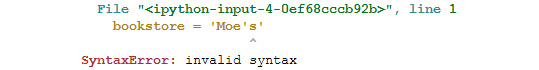 Figure 1.8: Output with the invalid string

